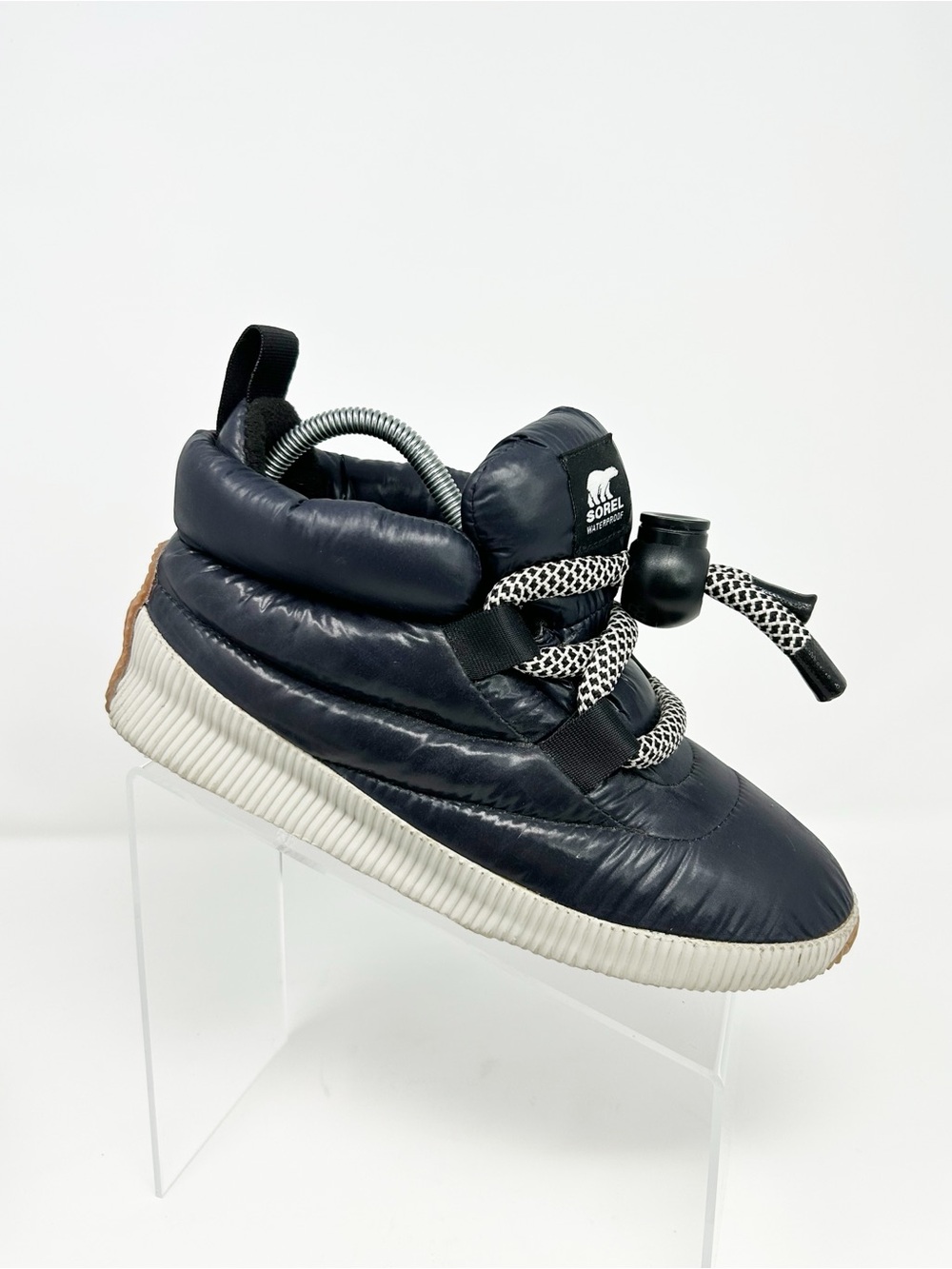 SOREL Out N About Puffy Lace Waterproof Womens Ankle Boots Navy Blue Size 8